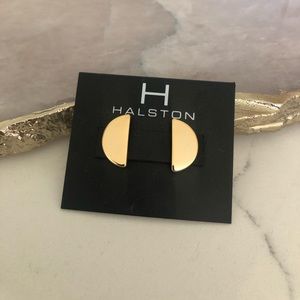 H Halston Semi Circle Half Moon Stud Earrings
